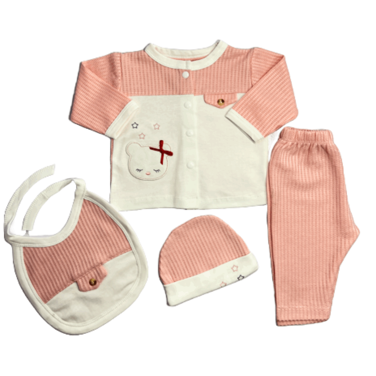 Tea Pink Bear Baby Outfit Set